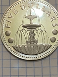Барбадос 5 долларов 1974 серебро 31.1 грамм, фото №2