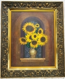 Картина в старовинній рамі "Соняшники" полотно, олія, Європа, фото №2