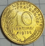 Франция 10 сентим 1973, фото №2