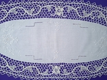 Салфетка овальная кремовая, вышивка, венецианское кружево, размер 27 х 80 см., фото №6