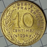 Франция 10 сентим 1994, фото №2