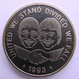 Нидерланды, набор*2 шт 1 peace 1993 нидерл+англ "ADM - анти-дискриминационная монета", фото №4