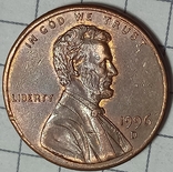 США 1 цент 1996 D, фото №2
