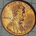 США 1 цент 2005 D, фото №2