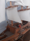 Большая модель трехмачтового парусника ручной работы, 2000 г. - 55х60х18 см., фото №6