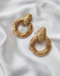 Красиві вінтажні золотисті сережки-кліпси в стилі YVES SAINT-LAURENT , 1980х роки, photo number 6