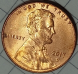 США 1 цент 2017 D, фото №2