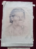 1942 р. Павлюк А.Г. Жіночий портрет (Анохіна,Семипалатинськ) папір олівець 42Х29 см, фото №2