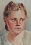 1949 р. Павлюк А.Г. Портрет дівчини папір акварель 40Х29.5 см, фото №6