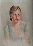 1949 р. Павлюк А.Г. Портрет дівчини папір акварель 40Х29.5 см, фото №8