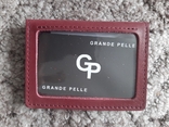 Обкладинка на ID паспорт автодокументи права Grande Pelle 100х70х10 глянцева шкіра вишня, photo number 3