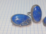 Серьги и кольцо серебро лазурит, фото №5