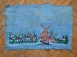Староукраїнська вишита картина «Нічний млин». Коноплі. Вишивка хрестиком. Розмір: 62х41 см, фото №4