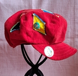 Красная вельветовая кепка клоуна с знаками, значки карнавал 2015 Kinderfasching, фото №3