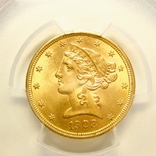 США 5 долларов 1908 г. PCGS MS62, фото №2