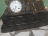 Часы старинные каминные интерьерные Жозефина шпиатр бронза камень механика 41х50х17,5 см, фото №6
