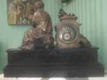 Часы старинные каминные интерьерные Жозефина шпиатр бронза камень механика 41х50х17,5 см, фото №8