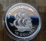 Белиз 10 долларов 1995 г. Серебро Корабль, фото №2