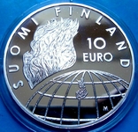 Финляндия 10 евро 2002, proof. 50 лет Олимпийским играм в Хельсинки., фото №2