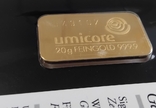 Банківський золотий злиток Umicore 20g, фото №2