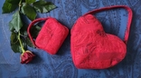 Комплект Сумочка Сердце и минисумочка косметичка из шерсти ручной работы, состояние новое, фото №3