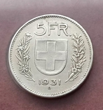 5 франков 1931 года Швейцария, фото №2