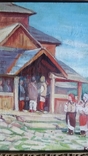 Картина НХУ Олени Кульчицької Гуцули біля церкви, 32х39,4 см, фото №6