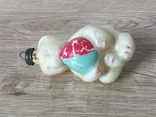 Елочная игрушка медведь с мячом, стекло СССР., фото №4