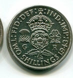 Великобритания 2 шиллинга 1943 г. Серебро, фото №2