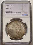 1 Доллар Моргана США 1884 O слаб NGC MS-63, фото №2