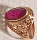 Золотой перстень с камнем СССР *583 пробы, фото №9