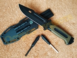Тактический нож ЗСУ 4038C Oliva c пилой компасом огнивом точилкой стеклобоем 27 см, фото №2