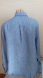 M&amp;S Льняная мужская рубашка длинный рукав меланж голубой XL, numer zdjęcia 5