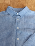 M&amp;S Льняная мужская рубашка длинный рукав меланж голубой XL, фото №9