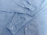 M&amp;S Льняная мужская рубашка длинный рукав меланж голубой XL, photo number 10