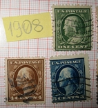 USA-29, марки США, 1908 Бенджамін Франклін і Джордж Вашингтон, повна, фото №3