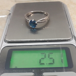 Набор серебро 925. Серьги + кольцо, голубые камни., фото №5