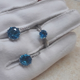 Набор серебро 925. Серьги + кольцо, голубые камни., фото №2