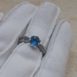 Набор серебро 925. Серьги + кольцо, голубые камни., фото №6