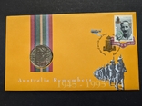 50 центів 1995 в конверті з маркою полковник Вірі Данлоп герой 2 світової війни Австралія, фото №2