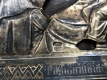 Старинная икона "Тихвинская П.Б." в серебряном окладе 84 пробы и киоте, фото №9