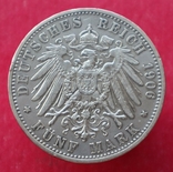 1906г, 5 марок, Бавария., фото №4