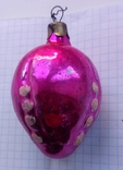 Елочная игрушка Фонарик розовый расписной 6.5 см СССР, фото №2