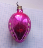 Елочная игрушка Фонарик розовый расписной 6.5 см СССР, фото №3