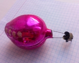 Елочная игрушка Фонарик розовый расписной 6.5 см СССР, фото №5
