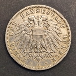 3 марки 1910 р. Німецька імперія, Любек, фото №2