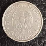 5 марок 1935г."Кирха".G.Серебро, фото №3