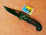 Нож выкидной складной Красный Скорпион на кнопке с предохранителем, numer zdjęcia 4
