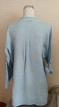 Итальянская льняная женская блузка удлиненная длинный и 3/4 рукав голубая 52-54, фото №5