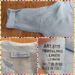Итальянская льняная женская блузка удлиненная длинный и 3/4 рукав голубая 52-54, фото №12